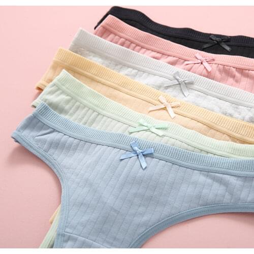 7 Pcs/set Sexy Womens G-String Cotton Thong Panties for Women Briefs Underwear Intimate Lingerie Ladies T-back Dropshipping