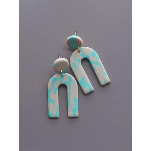 Trendy Statements Pop Art Dots Animal Prints Polymer Clay Abstract Pattern Geometric N Shape Earring For Women Jewelry