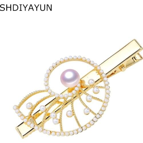 SHDIYAYUN Pearl Beads Hair Clip for Woman Girls Barrette Handmade Conch Natural Freshwater Pearl Jewelry Hair Pin Accessories