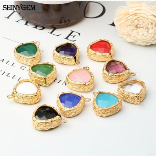 ShinyGem 14mm Water Drop Shape Crystal Druzy Pendant Gold Plating Charm Texture Quartz Glass Pendant DIY Jewelry Making Necklace