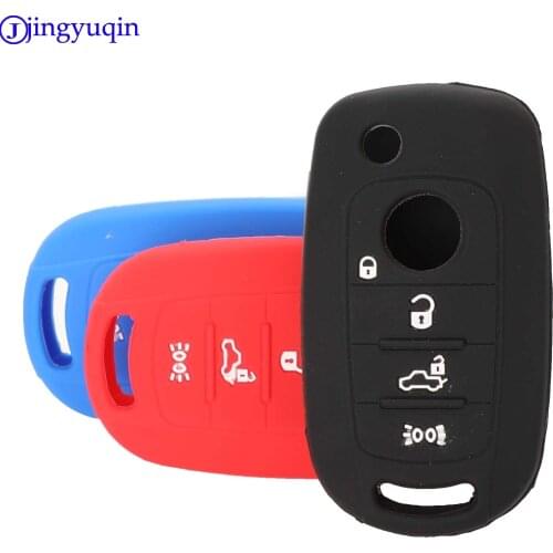 Jingyuqin Silicone Car Key Fob Shell Cover Case Protect Skin Holder For FIAT TIPO Toro 500X Nuovo Grazie Remote Keyless 4Buttons