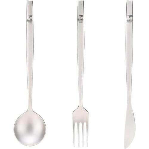 Western Dinnerware Set Pure Titanium 3pcs Steak Table Knife Fork Spoon Dessert Fork Cutlery SetTi5210