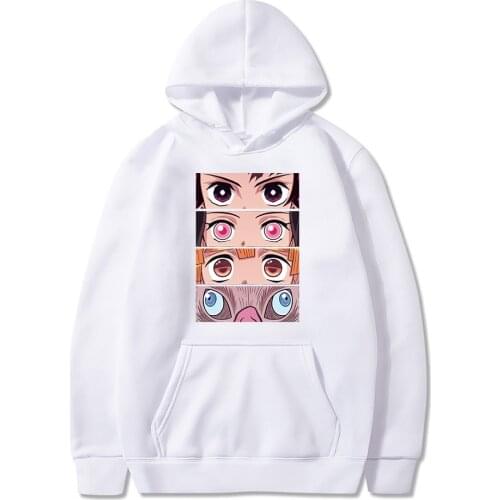 Japanese Anime Demon Slayer Eyes Print Hoodies Pullovers Men Harajuku Manga Cartoon Agatsuma Zenitsu/Kamado Nezuko Sweatshirts