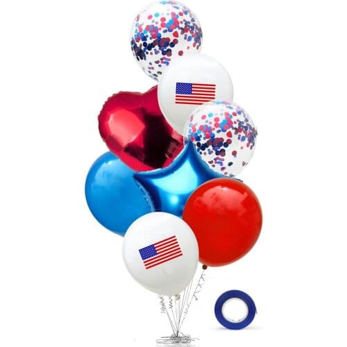 The United States Independence Day USA Flag Balloons Latex Foil Confetti Balloon USA Birthday Fourth of July Garden Decor