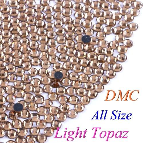 All Size! Light Topaz, DMC Hotfix Rhinestone SS6 SS10 SS16 SS20 SS30 Glass Crystals Stones Hot Fix Iron-On FlatBack With Glue