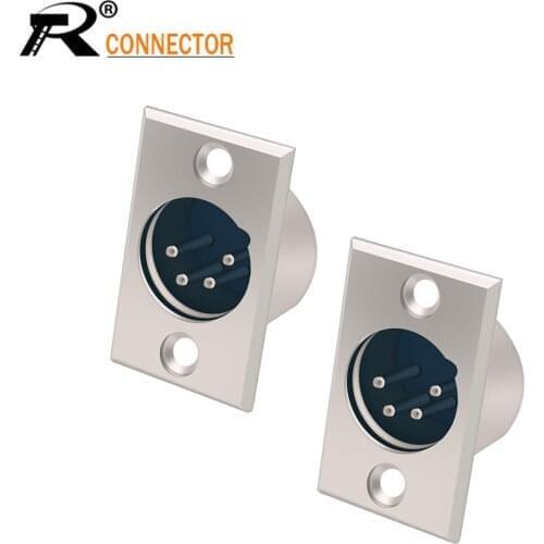 1pc Male Socket XLR 4Pin Connector Cannon Module Cable Connector Universal 4-core Male Converter Chassis XLR Wire Connector