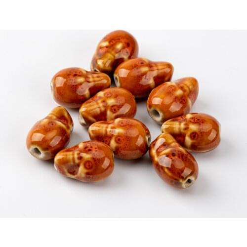 16# 20pcs Skull Shape DIY Ceramic beads Beading string Unique Ceramics Beads Wholesale #A421C