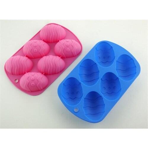 30Pcs 6 Cavity Easter Egg Shaped Bakeware Mould Dessert Silicone Cake Baking Tools DIY Easter Chocolate Mold Cake Decoratin