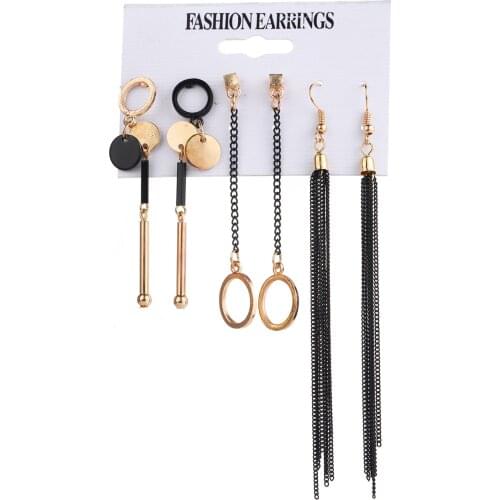 4 Pairs/set Earring Long Strip Series Womens Earrings Tassel Chain 2019 Fashion Jewelry Gift Ceremony Celebration Hot Sale