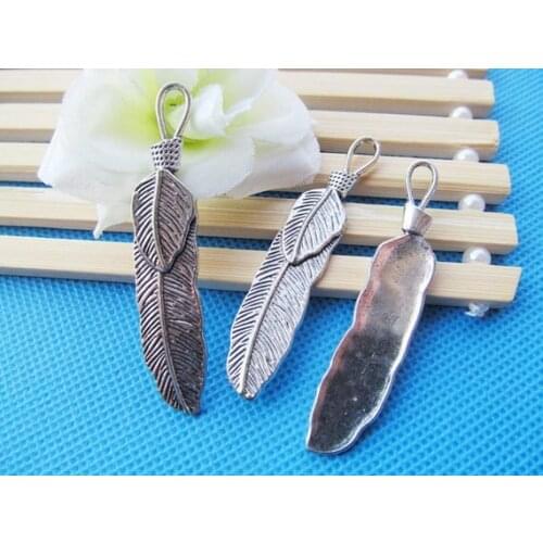 50pcs Vintage Antique Silver tone/Antique Bronze Filigree Feather Pendant Charm/Finding,DIY Accessory Jewelry Making