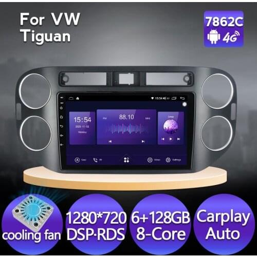 6G 128G Android 11 Voice Control Car Radio Multimedia Player For Volkswagen Tiguan 1 NF 2006 2008 2010 2012-2016 GPS Navigation