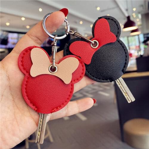 New Disney Mickey Mouse Minnie Keychain Portable Card Holder Sweet Key Holder Children Toys Cute Bow Keychain Birthday Gifts Toy