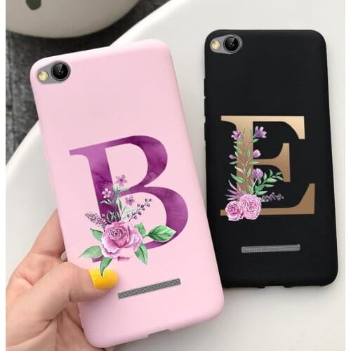 Phone Case For Xiaomi Redmi 4A Cover 5.0" Soft Silicone Cute Capital Letter Flower Case for Redmi 4A Hongmi 4a Protective Bumper