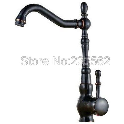 Black Oil Rubbed Bronze Single Hole Single Handle Swivel Spout Kitchen Sink Bathroom Vessel Basin Faucet Mixer Tap Lsf098