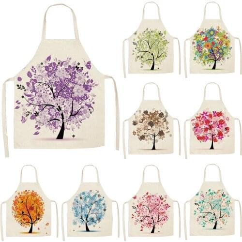 Color tree pattern kitchen apron women Apron cooking accessories kitchen accessories baking accessories apron for kitchen alpaca