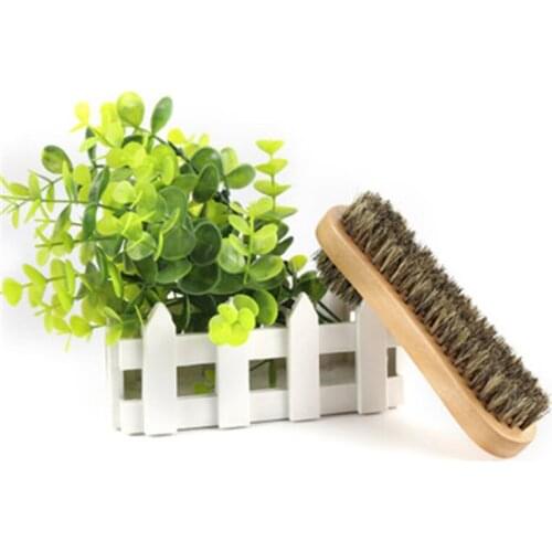 Wooden Rubber Crepe Shoe Brush Leather Brush for Suede Boots Bags Scrubber Cleaner Superior Soft Horsehair Home Cleaning Kit