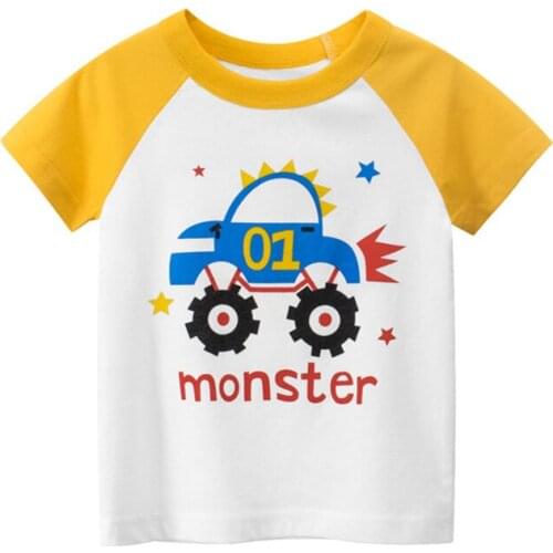 Boys t shirt 100% Cotton Kids Car Print T Shirt for Boys Children Summer Short Sleeve Tops t-shirt 8 - 2 Years Baby Clothes