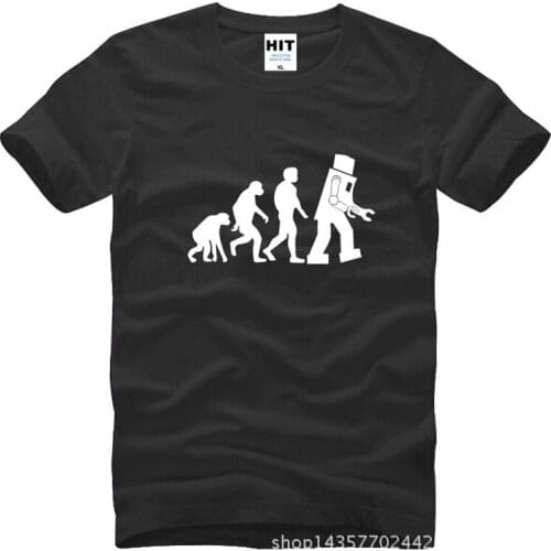 The Big Bang Theory Robot Evolution Seen Sheldon Funny Mens Men T Shirt Tshirt New Short Sleeve Cotton T-shirt Camisetas Hombre