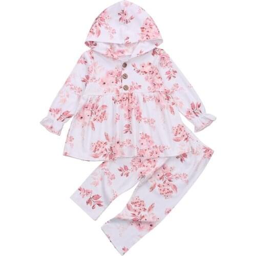 0-3T Newborn Kid Baby Girl Floral Clothes set Long Sleeve Hooded Sweatshirt Top Pant suit Elegant Cute Sweet Lovely Outfit