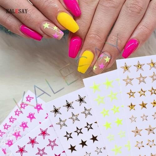 Fashion Nail Art Sticker Light Stars 3D Nail Stickers Decals Manicure Design Black White Butterfly Love Nail Decoration Foil