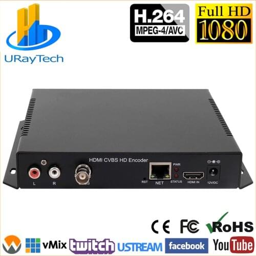 MPEG4 HD Digital HDMI + SD Analog CVBS RCA BNC Video Audio Encoder H.264 IPTV for Live Streaming Broadcast RTMP