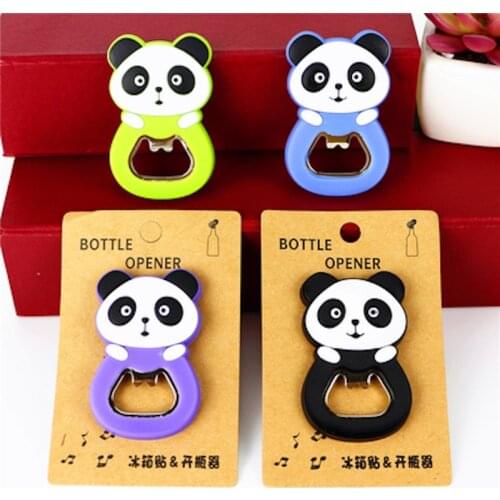 Beer Bottle Opener Decoration with Quality PVC Animal Cartoon Panda Kitty Eco-friendly Key Chain Black Green Pink Violet Blue