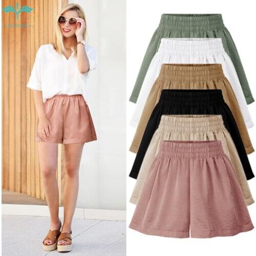 OUMOWEI Womens Shorts 2020 Fashion Waist Loose Wild Wide Leg M-6XL high quality Hip Hop Women