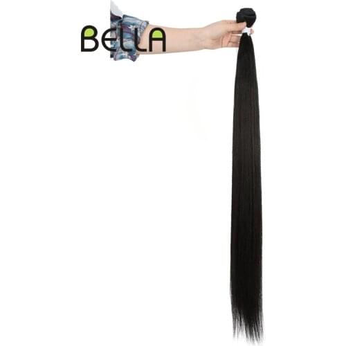 Bella Bundles Yaki Straight Hair Bundles 36 Inch 120G Ombre Blonde 613 Brown BIO Synthetic Hair Weave Ponytail Hair Extensions