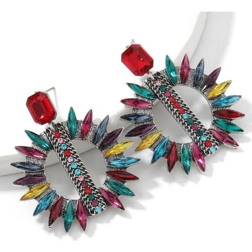 Pauli Manfi Fashion Simple Geometric Round Rhinestone Earrings Womens Exaggerated Charm Jewelry Accessories