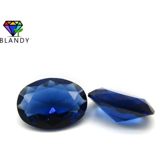 Blue Color Glass Stone 2x3~13x18mm Oval Cut Loose Synthetic Glass Gems Stone For Jewelry