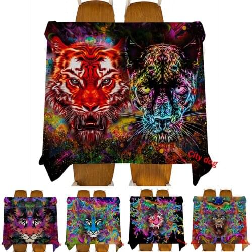 Cartoons Animal modern Art Style Tablecloth and tapestry dual purpose watercolor Painted animals lion tiger printing Table Cloth