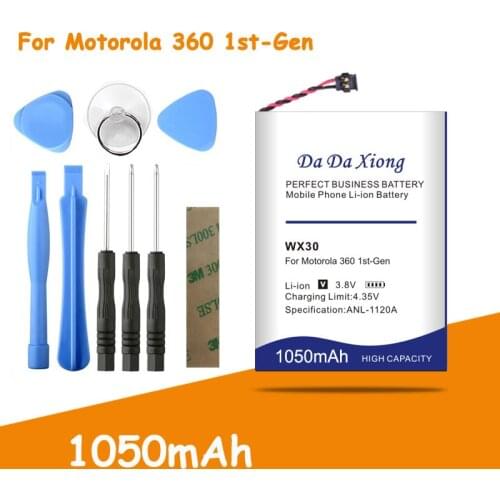High capacity 1050mAh WX30 SNN5951A Replacement Battery For Motorola Moto 360 1st-Gen 2014 Smart Watch Replacement batteria