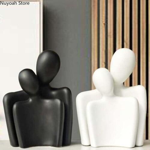 Modern Minimalist Couple Ornaments Abstract Ceramic Figures Crafts Statue Ornaments Living Room Home Decoration Accessories