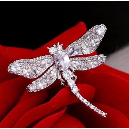 Dragonfly Brooches Pins Fashion Crystal Rhinestone Insect Brooch for Women Party Jewelry Gift Luxe broche femme bijoux de luxe