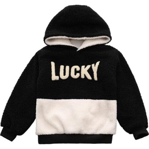 DFXD Children Sweatshirt For 3-12Yrs Boys Girls Casual Letter Patchwork Plus Velvet Hoodies Pullover Warm Tops Teenager Clothes