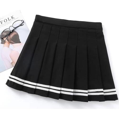 Hot Japanese Korean White Pleated Skirt Short Skirt Female Spring Summer High Waist Plaid Skirt 2019 New Student Skirt 6 Colors