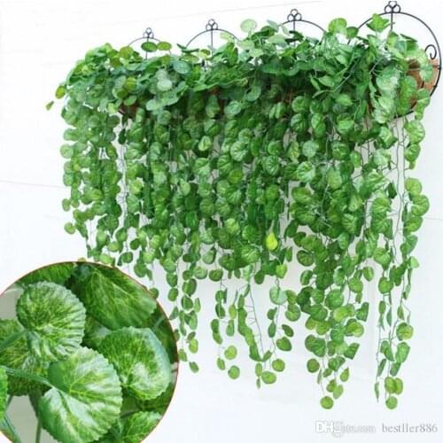 Green Artificial Vines Leaf Garland Silk Wisteria Vines Fake Foliage Flowers Home hanging plant Garden Wedding Decoration