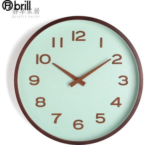 Nordic Green Wall Clock Wood Silent Kitchen Modern Clocks Wall Home Decor Wooden Needle Farmhouse Decor Reloj Pared Adhesivo