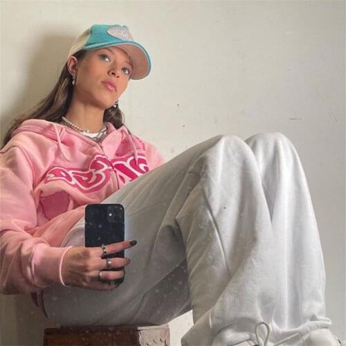 Oversized Hoodies Women Thicker Letter Warm Pullover Coat Drawstring Harajuku Sweatshirt Pink Womens Korean New High Quality