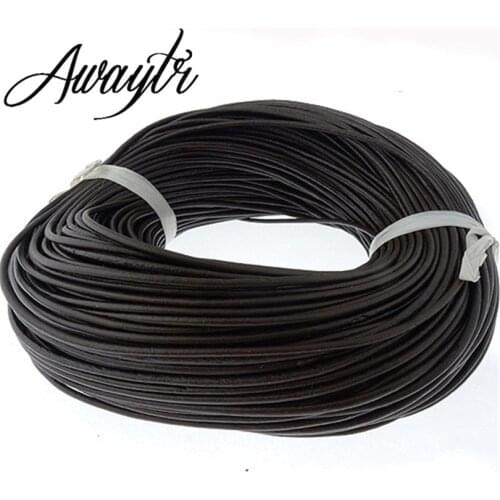 AWAYTR 10M 2.5mm Black/Coffee Genuine Round Real Leather Jewelry Cord Diy PU Necklace Bracelet Jewelry Making Supplies