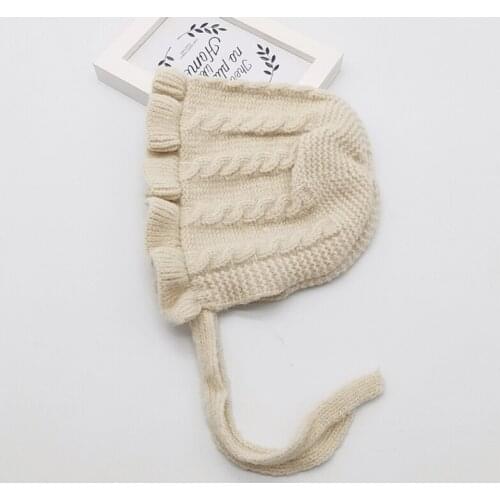 Winter Baby Hat Solid Print With Ruffle Design Children Newborn Kids Girls Toddler Casual Cute Caps Headwear Infant Hats