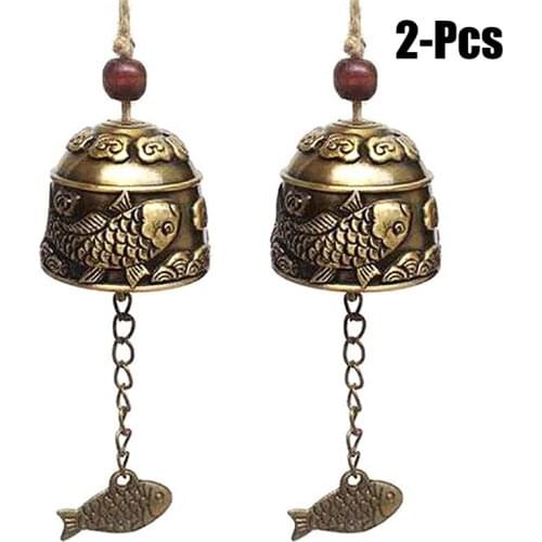 1 Pair Wind Chimes Fish Dragon Pattern Hanging Wind Bells Hanging Ornaments Wind Bells For Garden Door Decor
