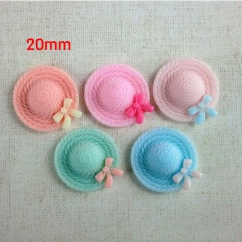 10pcs/lot 20mm cute little straw hat resin flat back cabochon for DIY phone,nail art decoration Jewelry Making Findings