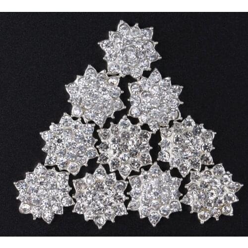 120pcs/lot) Factory Price Sew On Silver Plated Alloy Rhinestone Button Flatback Crystal Button For Baby Hair Accessories