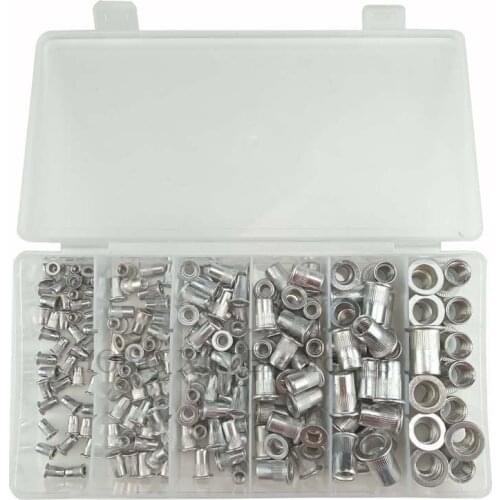 190pcs Aluminum Alloy Rivnut Flat Head Threaded Insert Cap M3 M4 M5 M6 M8 M10 Rivet Nut