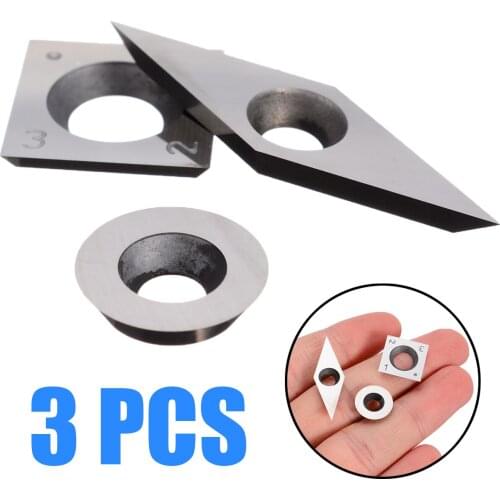 3pcs/Set Solid Tungsten Carbide Inserts 94.5HRA Blades CNC Lathe Turning Tool Cutters for General Purpose Wood Chipboard MDF/HDF