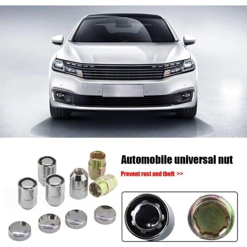 4pcs Car M12x1.5 Lug Nuts 12mmx1.25 Anti Theft Car Wheel Nuts + 2 Key Universal Chrome Auto Accessories Parts