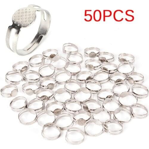 50Pcs 16mm Silver Pad DIY Adjustable Ring Blanks Glue On Cabochon Rings Findings Silver Gold Bonze Nikel Ring Base Anillo