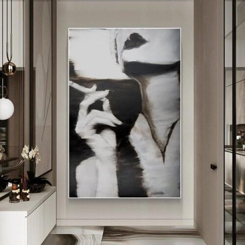 Abstract Smoking Beauty Canvas Painting Black and White Art Posters and Prints Wall Pictures Modern Living Room Home Decoration