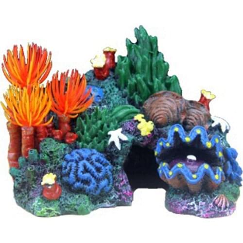 Aquarium Equipment Accessories Rockery Gl Fish Tank Landscaping Decoration Resin Crafts Shell Coral Water Plants